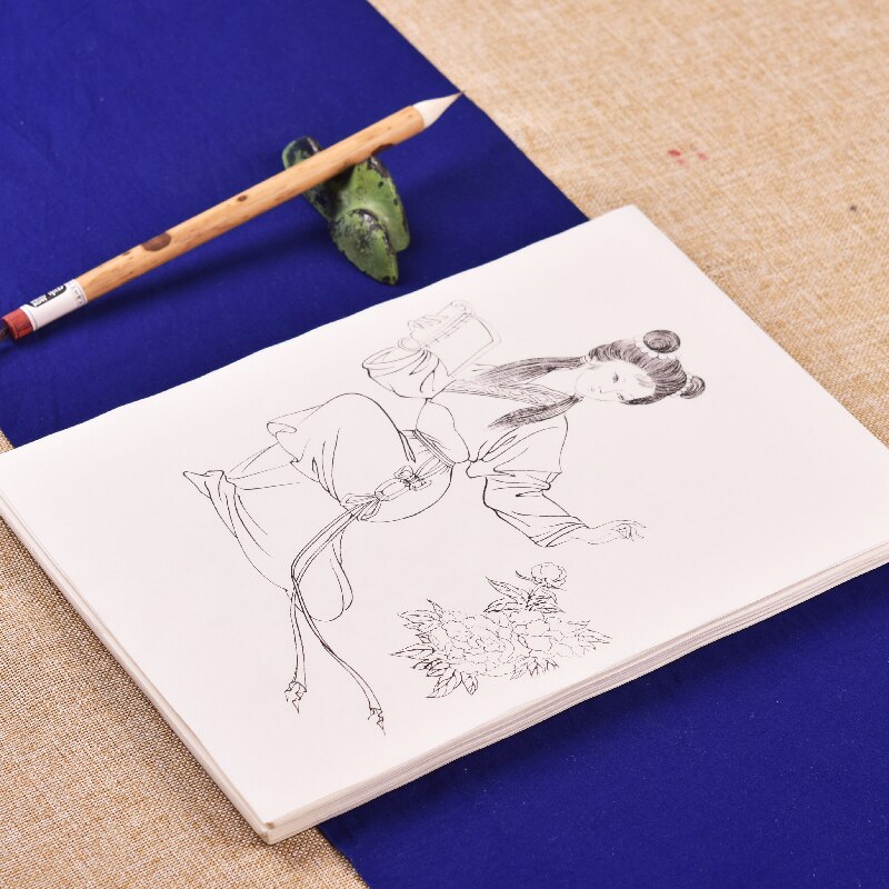 Meticulous White Drawing Manuscript Ripe Rice Paper Watercolor Chinese Painting Character Lady Drawing Carta Riso for Beginners