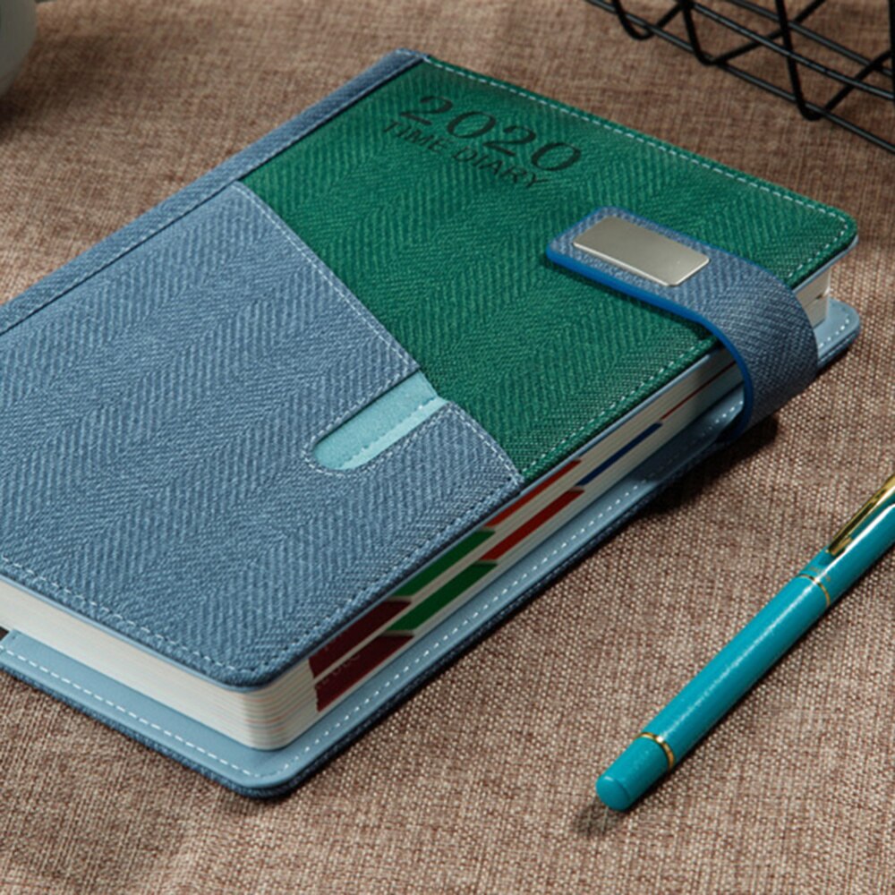 365 Days Month Schedule Notebook Imitation Leather A5 Planner Diary Stationery for Man Woman Student (Dark Green)