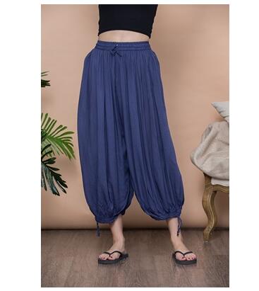 Pantalones de algodón para mujer, pantalón de pierna ancha, cómodo y fino, 8 colores, primavera y verano: B
