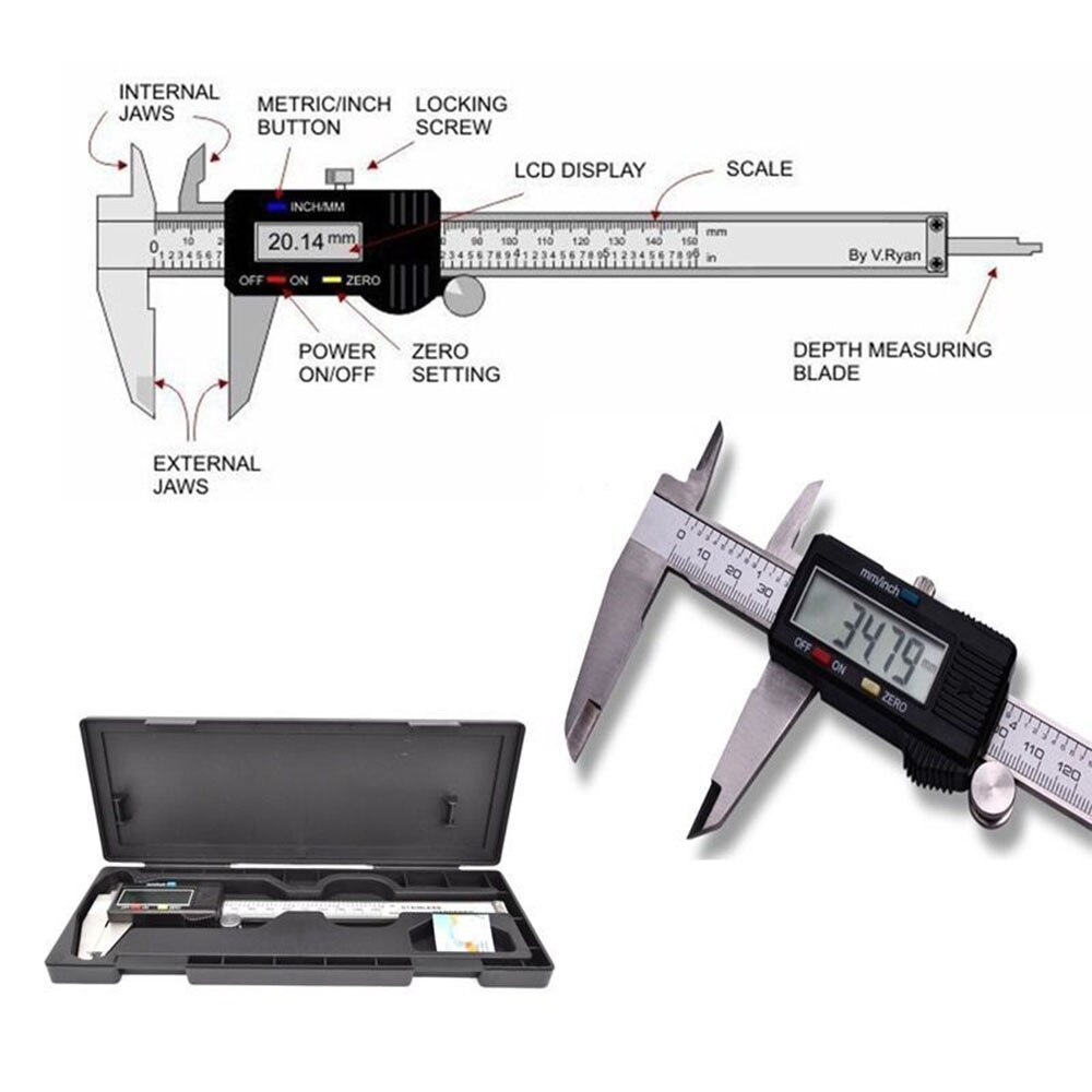 Measuring Tool Stainless Steel Digital Caliper 150mm 6 inch Measuring Instrument Digital Bernier Calipers Gauge Micrometer