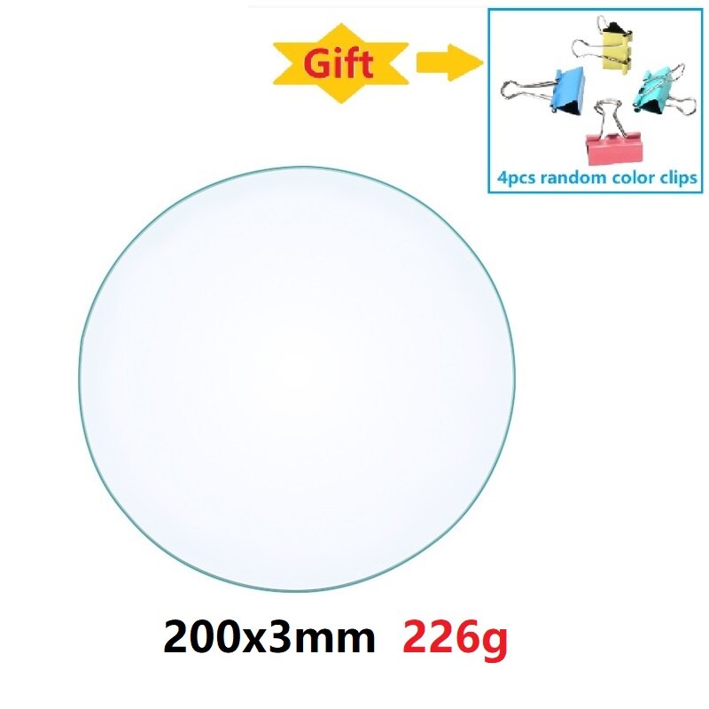 MEGA-cama para impresora 3D, vidrio templado de borosilicato, plano, transparente, cuadrado, redondo, 214, 220mm, para Kossel Delta Creality Ender3