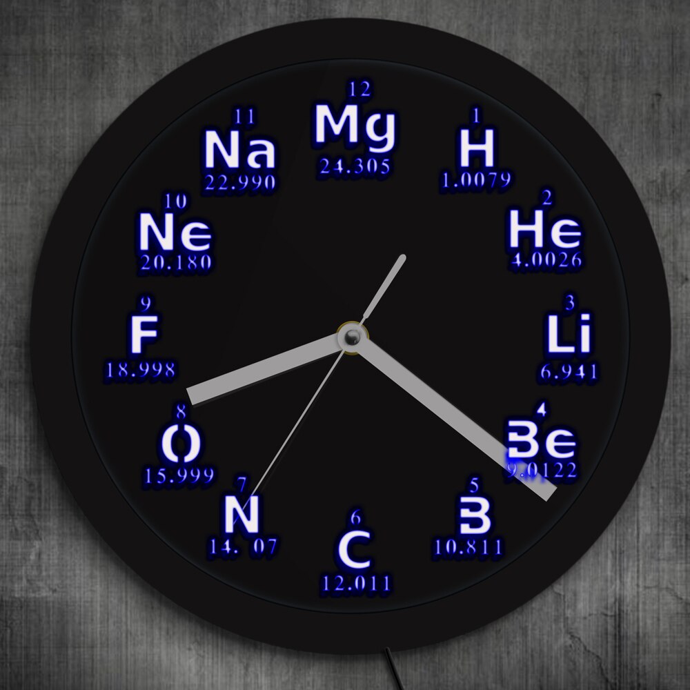Science Chemical Elements LED Wall Clock Periodic Table Element Wall Clock Chemistry Science Geeks and Teachers