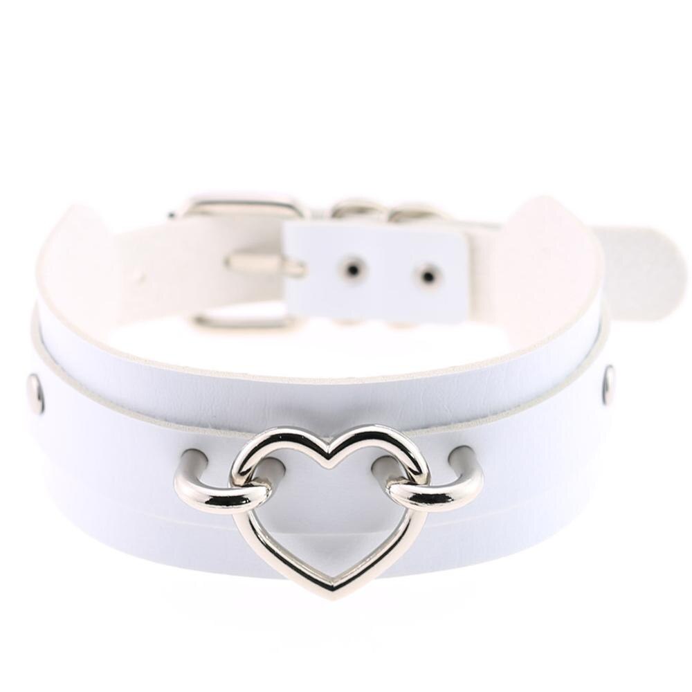 Gothic style heart choker cute collar goth jewelry harajuku accessories kawaii collar for women chocker halloween jewellery: white