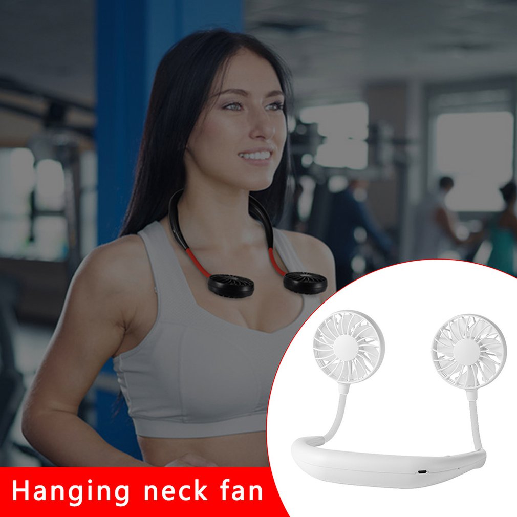 7-leaf sports wear hanging neck fan Lazy Wear Portable Fan Plastic 360 Degree Rotation Refrigeration Air cooler