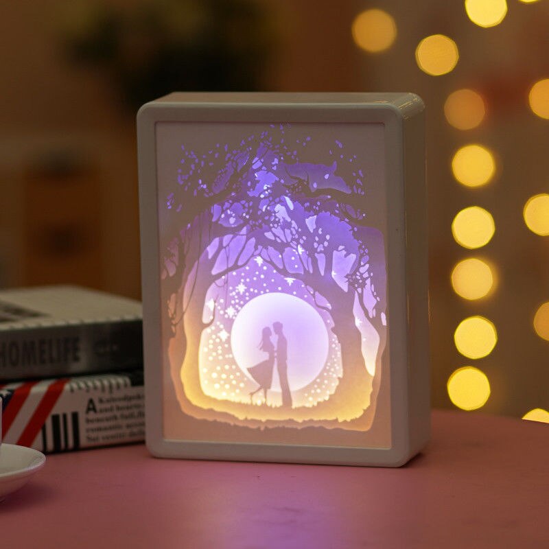 Light Shadow Paper Carving Lamp Room Decoration Items Girl Birthday Finished Diy Production Bedroom Romantic Night Light: love for life