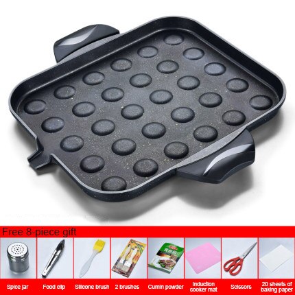 Barbecue Plate Korean Style Maifan Stone BBQ Pot Without Oil Fume Outdoor Picnic Non-Stick Cooker Iron Plate BBQ Plate: NO-10
