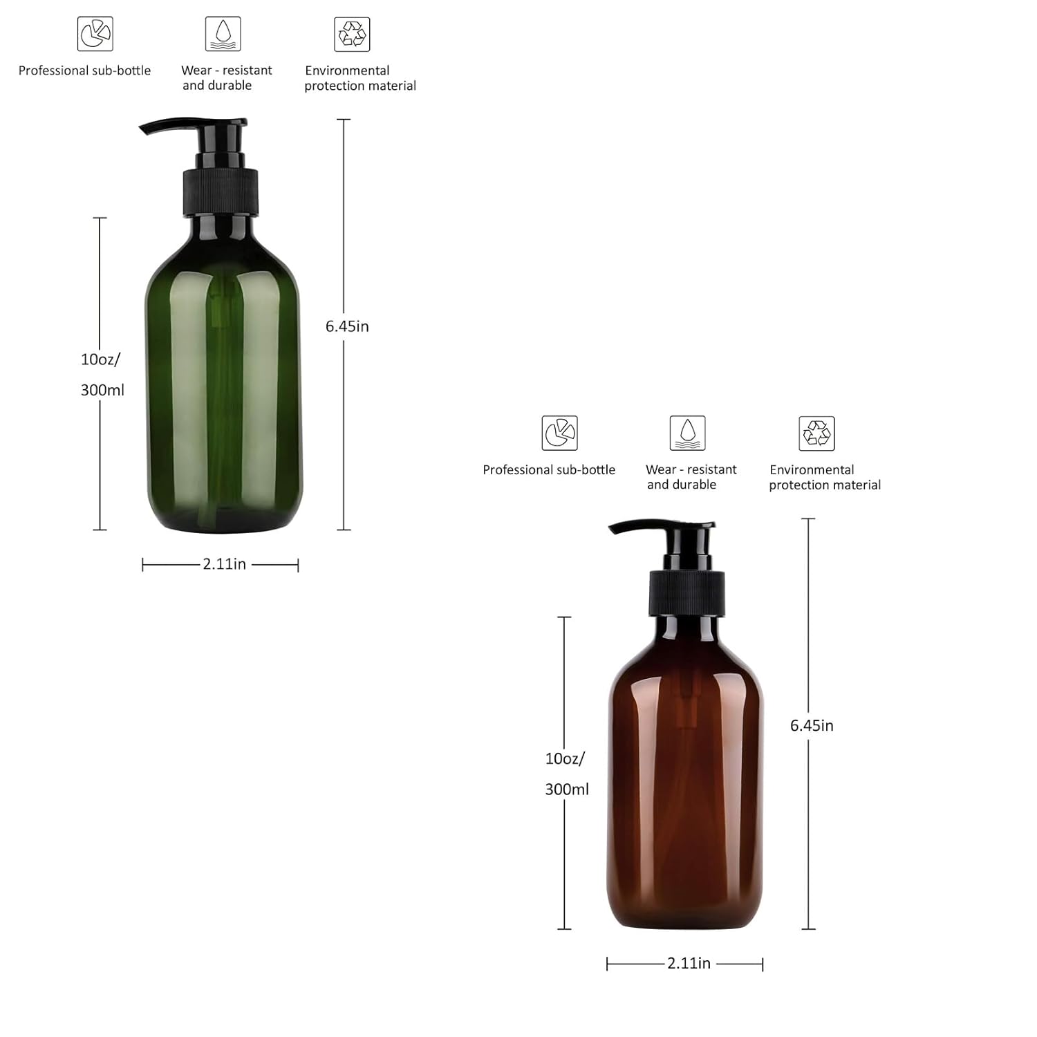 Pompflesdispenser, 300/500ml lege plastic douche-dispenser, navulbare zeep- en shampoopompdispenser, containers