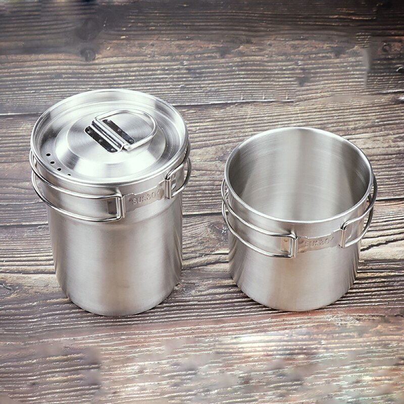 1 Set Water Cup Double-Cup Opvouwbare Koken Servies Roestvrij Staal Drinken Mok Voor Outdoor Camping Wandelen Picknick