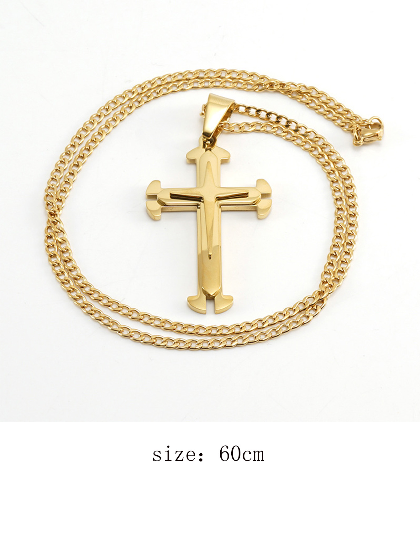 Modieuze Roestvrijstalen Ketting Voor Vrouwen Mannen Westerse Mythologie Mens Vorm Kruis Hanger Ketting: Champagne goud