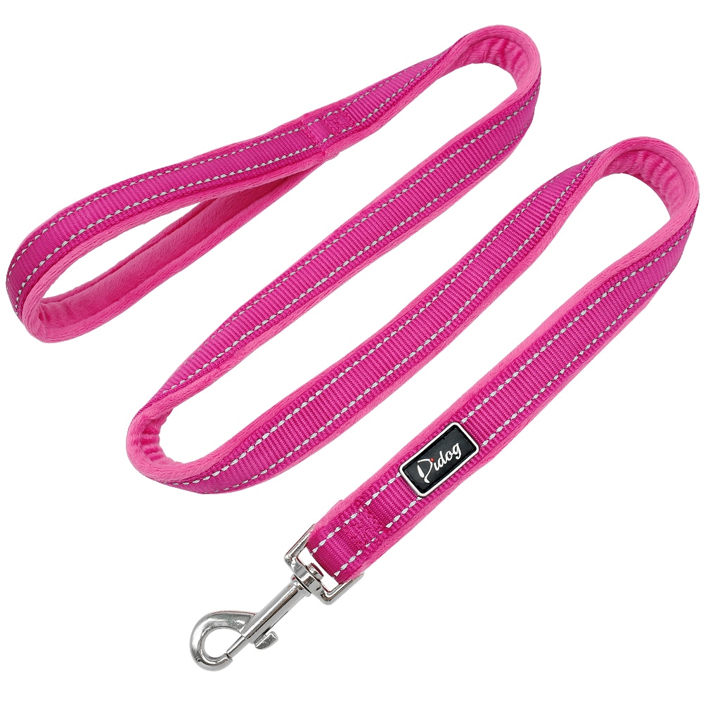 Correa suave de nailon reflectante para perro Pitbull, correa para correr y caminar para cachorros pequeños, medianos, grandes, correa de cuerda para perro mascota de 120cm: Rojo rosado / M