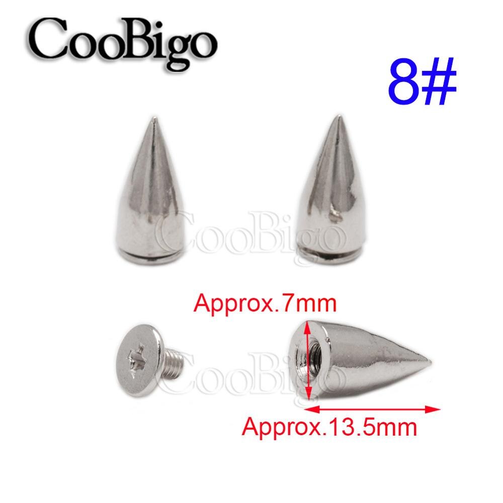 20 Sets Metal Cone Studs En Spikes Diy Craft Cool Punk Garment Klinknagels Voor Kleding Tas Schoenen Lederen Diy Handwerk onderdelen: 8