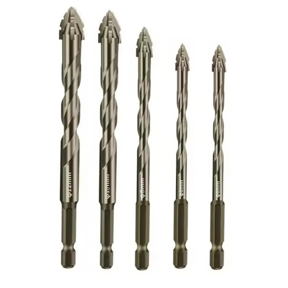 1Pcs Four-Edged Serrated Eccentric Drill Bits Set High Hardness Hexagonal Simple Installation Skewed Head Drill Bit Set: green