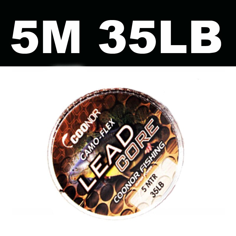 Sedal de pesca de plomo trenzado de 5m 35lb 45lb 55lb, Sedal líder de carpa, línea principal de pesca gruesa de carpa, aparejos de pesca: 35LB 5m brown