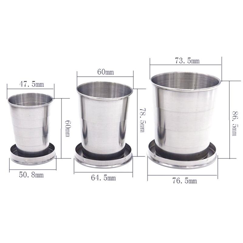 Reise Faltbare Teleskop Tasse Wandern Camping Wasser Kaffee Becher Edelstahl Falten Tasse Tragbare Einziehbare Tassen Mit Deckel