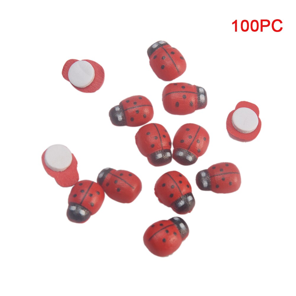 Mini autocollant coccinelle en bois rouge mignon, autocollant auto-adhésif pour réfrigérateur, Scrapbooking pour enfants, jouet pour bébé, décoration de la maison