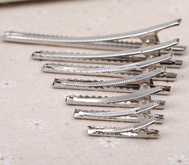 Pinces à cheveux en métal argenté, 50 pièces, nouvelle Barrette Crocodile à une broche pour nœuds, épingles à cheveux DIY, artisanat