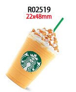 Popular Coffee Brand 30pcs/lot Acrylic Resins Cartoon Pattern Planar Resin Printed for DIY Decoration: R02519