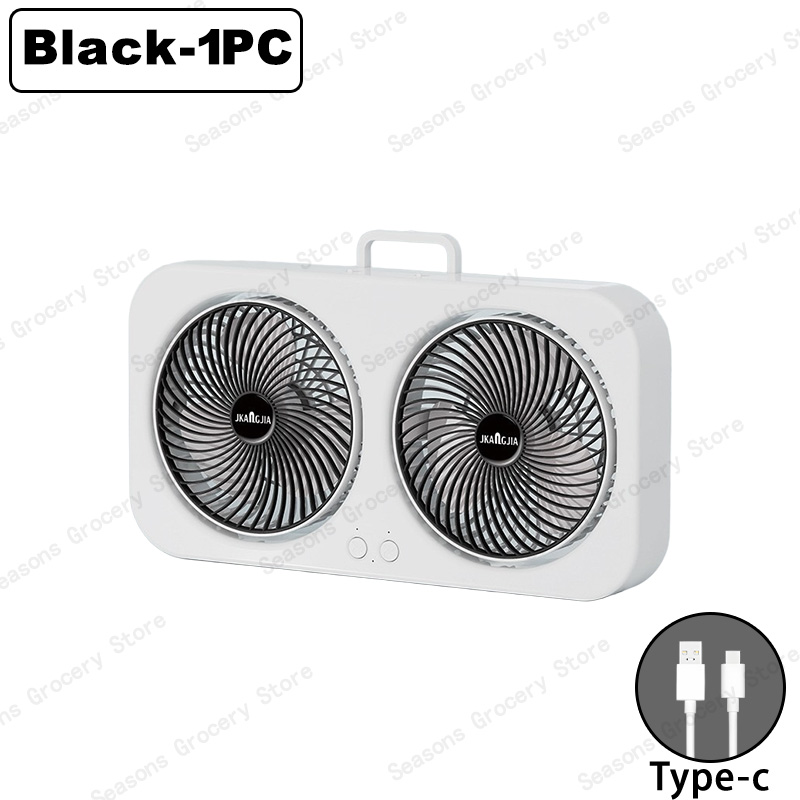 Hangende bureauventilator met dubbele kop USB oplaadbare draagbare stille koelventilator 3 snelheden verstelbaar voor kantoor thuis slaapzaalventilator: Army Green