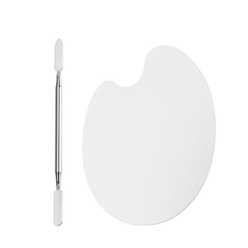Stainless Steel Makeup Mixer Nail Art Polish Mixing Plate Foundation Eyeshadow Eye Shadow Mixing Palette Spatula Rod Tool FY219