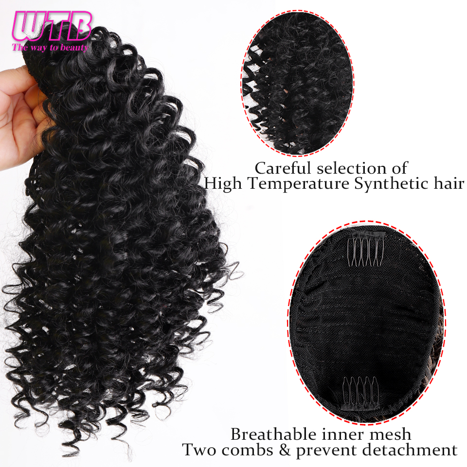 WTB-coletas de pelo sintético para mujer, pelo corto rizado, negro, esponjoso, para pelo afroamericano