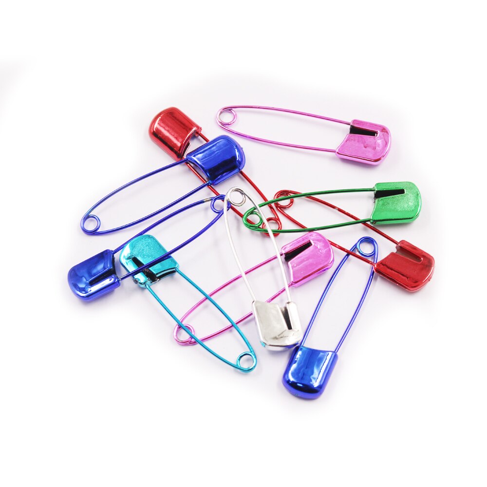 Mix 10pcs Safety Pin Stainless Steel Diaper Nappy Pins Safe Locking Baby Cloth Crafts Safety Pins with Storage Box Sewing Suppl