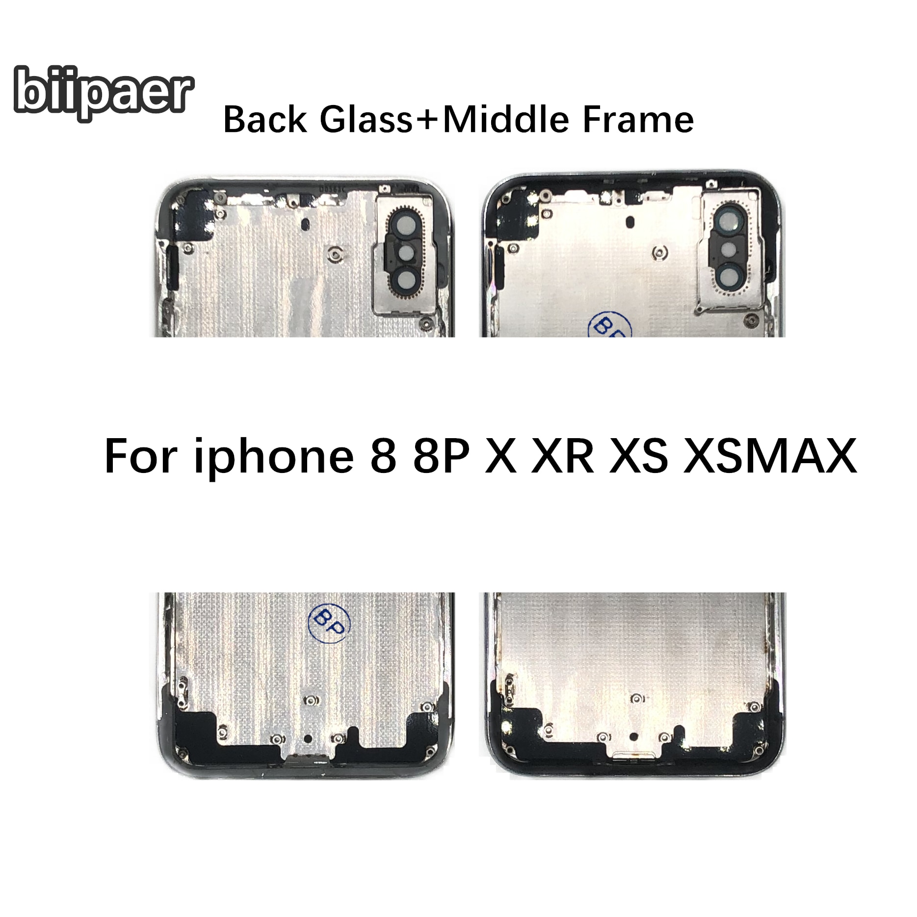 Bakre batteriskal bakre skal för iphone x xr xs max bakhus + mittram med bakglas med ce för iphonex xr xs