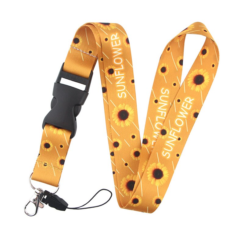 Correa de cuello con girasoles y flores de arte, sujetadora de tarjetas de identificación, llavero, correa de teléfono móvil, , correas, collar, 24 Uds.: 1