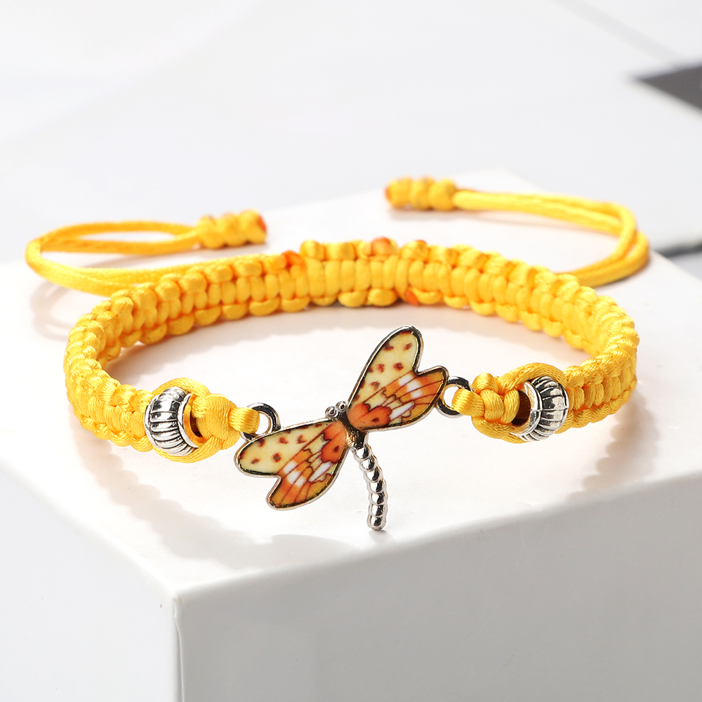 Dragonfly Hanger Gevlochten Armbanden Lucky Paars String Touw Vrouwen Mannen Mode-sieraden Handgemaakte Verstelbare Armbanden Charm: Hot Stamping