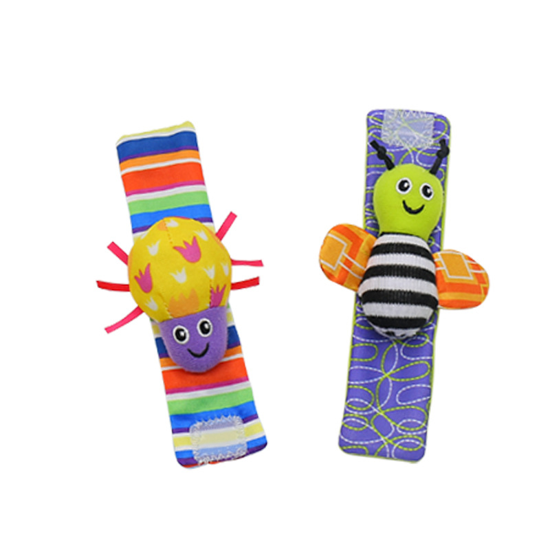 Toepassen Op Van 0 Tot 24 Maanden Oude Baby Sokken En Polsbandjes Rammelaar Cartoon Dieren Zebra Herten Bee Kever Aap leuke Baby Sokken: 1 pair wrists 7