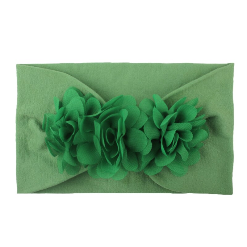 Lace Flower Baby Hoofdbanden Voor Meisjes Elastische Hoofd Wraps Effen Head Band Haar Boog Zuigelingen Pasgeboren Haar Accessoires Foto prop: Green