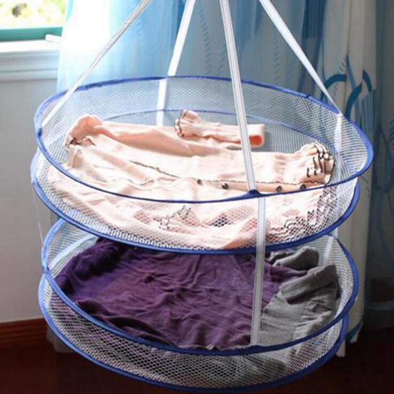 Windproof Drying Rack For Sweaters Hanging Clothes Laundry Basket Mesh Folding Dryer Nets Single/Double Layer 2 Styles: B