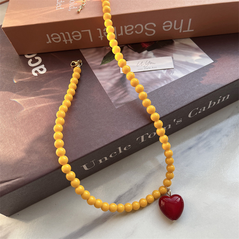 Moda colorata carino perla girocollo collari da donna amore cuore ciondolo collana moda accessori gioielli femminili