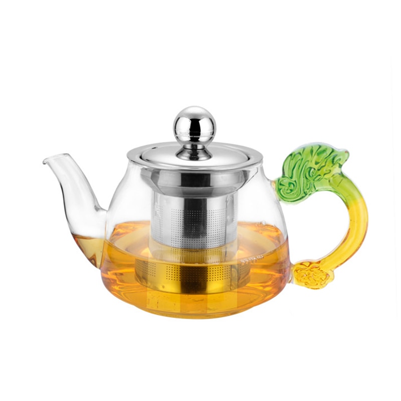 350 ml groene Handgemaakte Theepot Met Filter Hittebestendig Glas Thee Pot Infuser Roestvrijstalen Ketel Thee Potten Drinkware