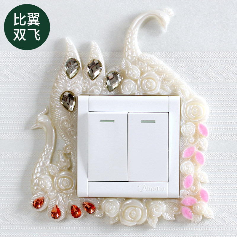 Autocollant interrupteur en plastique Style cour européenne, autocollant interrupteur simple et Double, couvercle de protection, adhésif mural , décoration de la maison: SKU-15