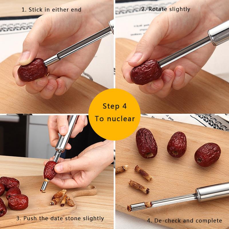 Fruit Coring Machine Stainless Steel Fruit Pear Coring Machine Seedless Machine Kitchen Coring Tool Hawthorn Jujube Corer
