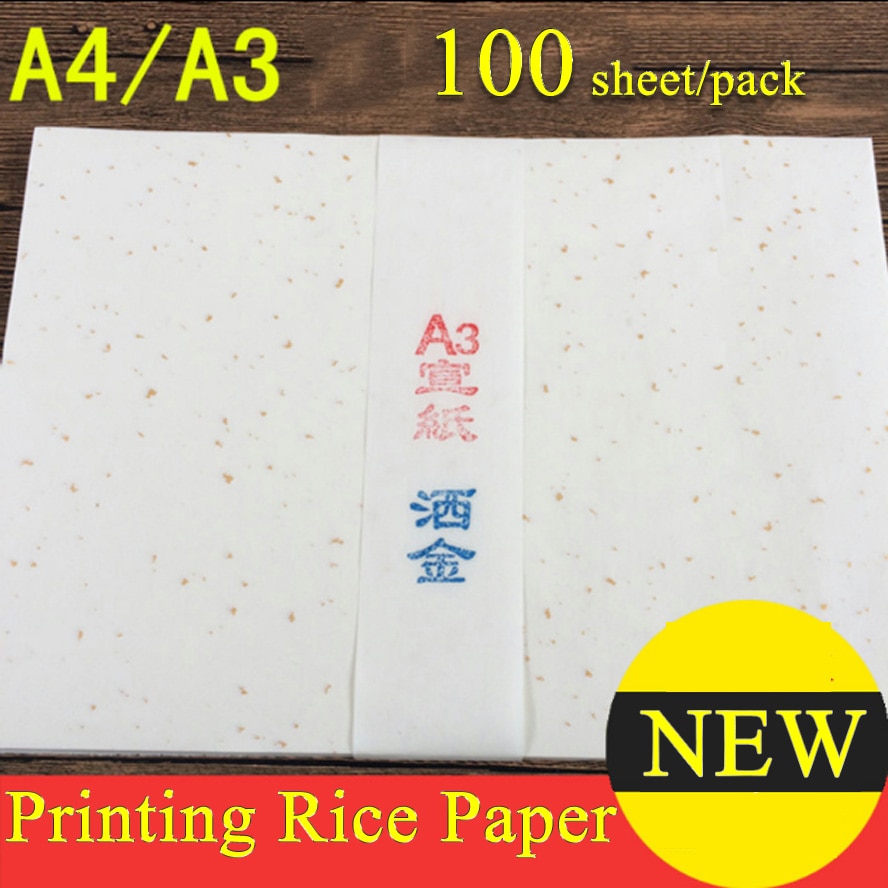 A3/a4 udskrivning rispapir med guldfolie kinesisk maleri kalligrafi xuan papirmaleri levering lærred