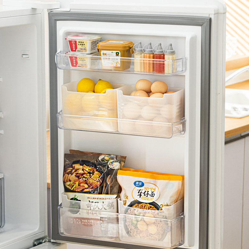 Køleskabsorganisator opbevaringsboks til madvarer køleskabsboks med sidedør til hjemmet madbeholder organizers de rangement