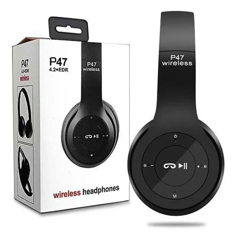P47 auriculares inalámbricos bluetooth con micrófono auriculares con cancelación de ruido auriculares de sonido estéreo auriculares deportivos para juegos compatibles con PC: Rojo