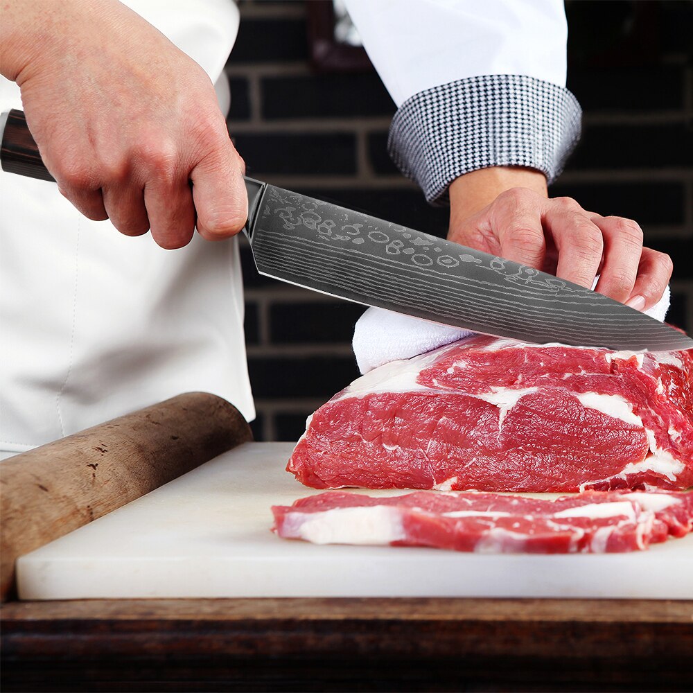 Kitchen Knives Set Stainless Steel 7CR17 Japanese Chef Knife Bread Meat Cleaver Paring Boning Kitchen Knife Covers Accessories