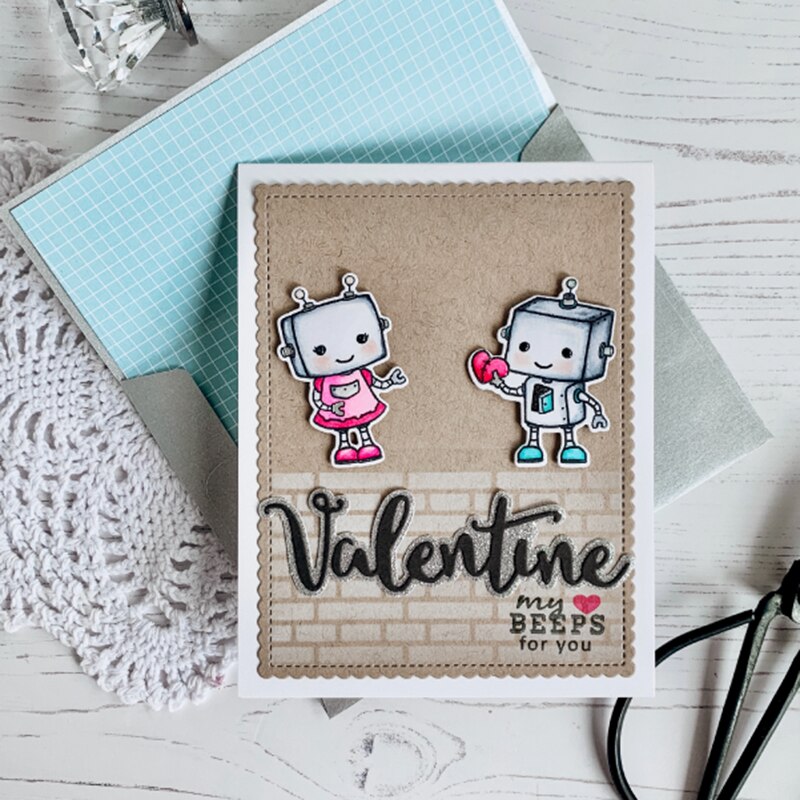 Monkey Love Robot Metal Cutting Dies and Stamps Stencil for DIY Scrapbooking photo album Embossing Decorative DIY Paper Cards