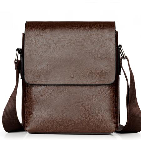 Crossbody Bags For Men PU Leather Shoulder Bag Male Casual Simple Knitting Messenger Bags Men's Business Hand Bag: Brown