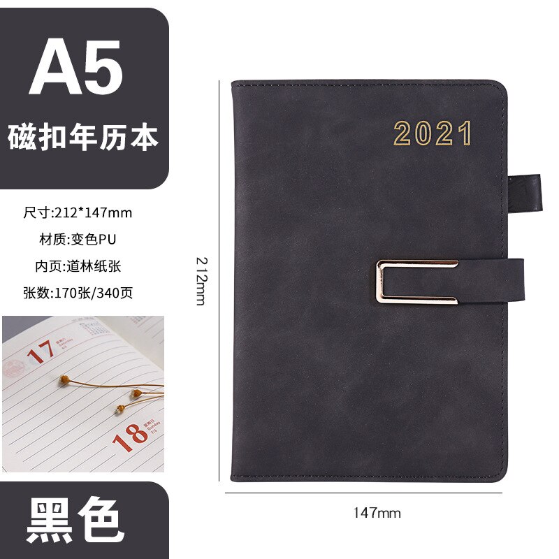 Agenda Planner Organizer A5 Diary Notebook And Journals Kawaii Daily Weekly Monthly Plan Time Schedule Office Notepad: black