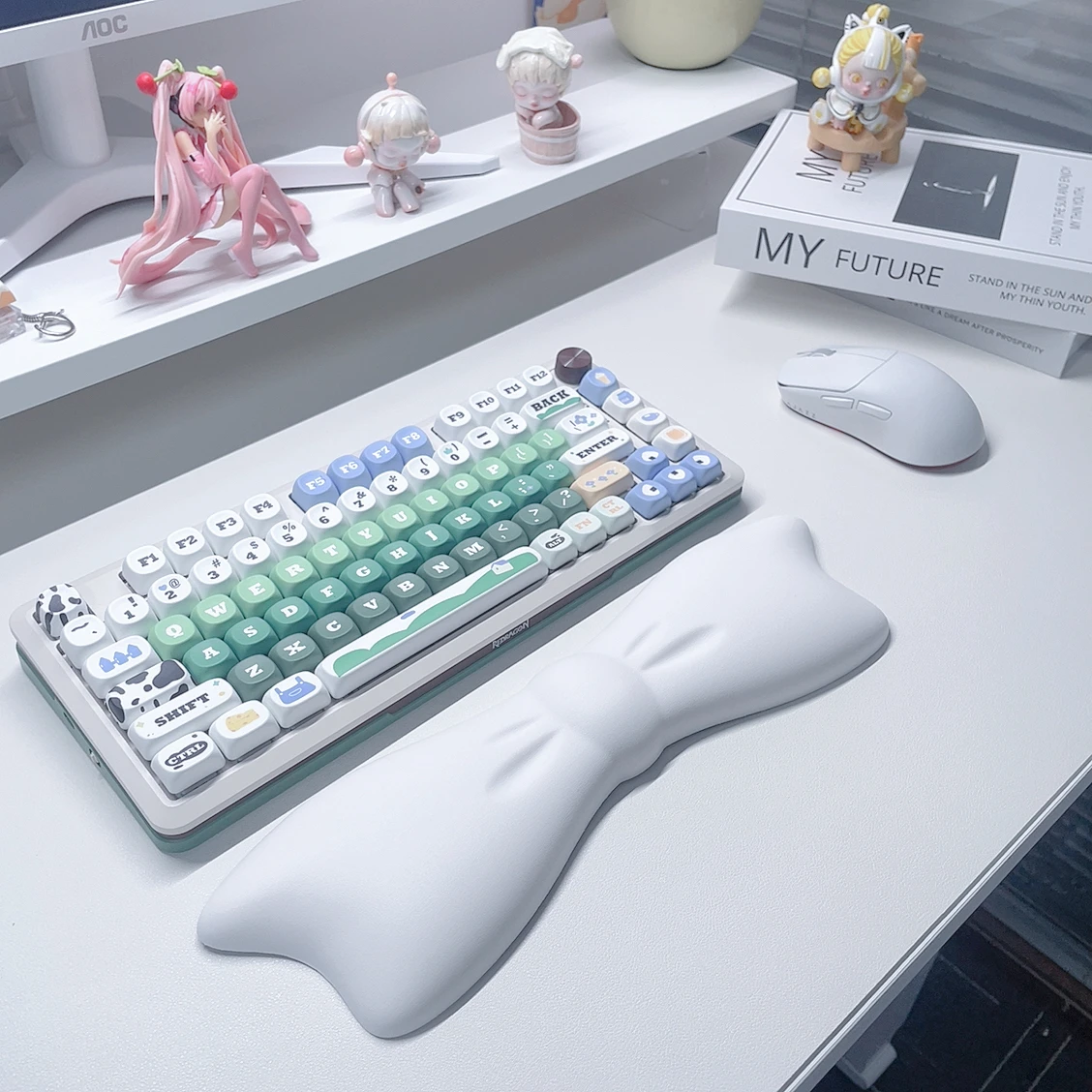 Cute Bow Hello Kitty Keyboard Wrist Rest Non-slip Rubber Base Memory Foam Suitable for 100 Keys 87 Keys 68keys Keyboard Mousepad
