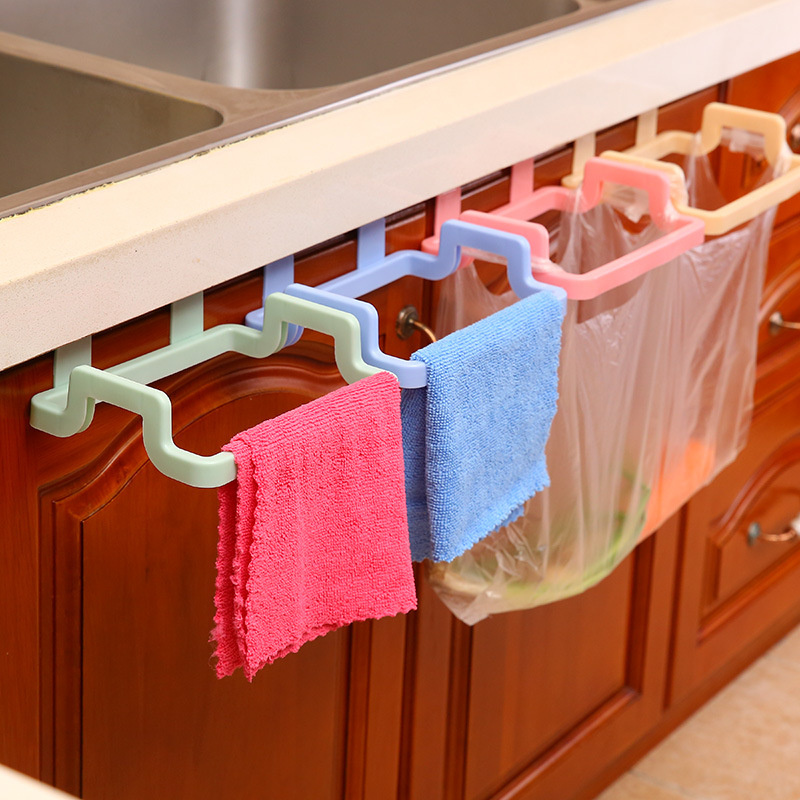 Trash Rack Storage Garbage Bag Holder Cupboard Door Back Kitchen Garbage Rubbish Bag Cabinet Hanging Kitchen Organizer