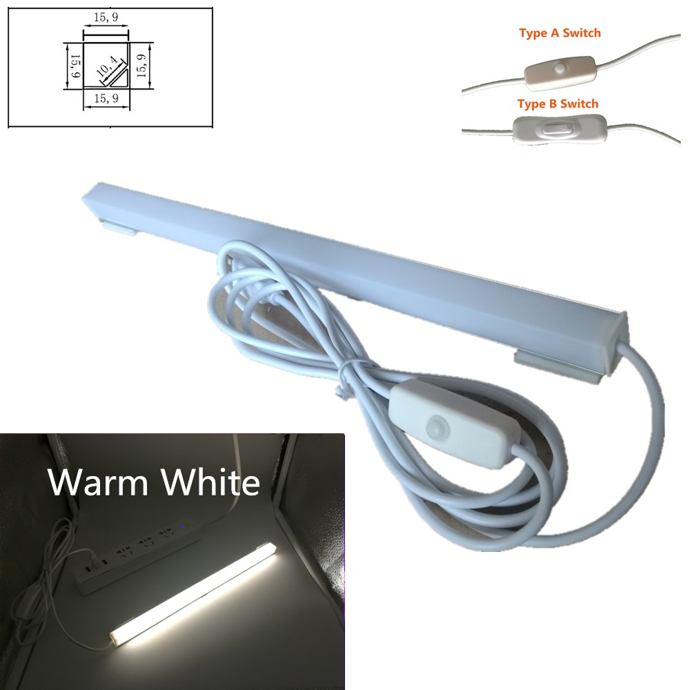 LED Bar Lights USB 2835 LED Hard Strip Tube with U Aluminium Shell Kitchen Aluminum for Under Cabinet Lighting Reading Desk Tabl: Burgundy / Warm White