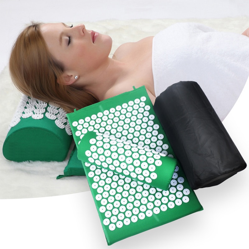 Massage mat Cushion Shakti Mat Acupressure Relieve Back Body Pain Spike Mat Acupuncture Massage Yoga Mat with Pillow 68*42cm