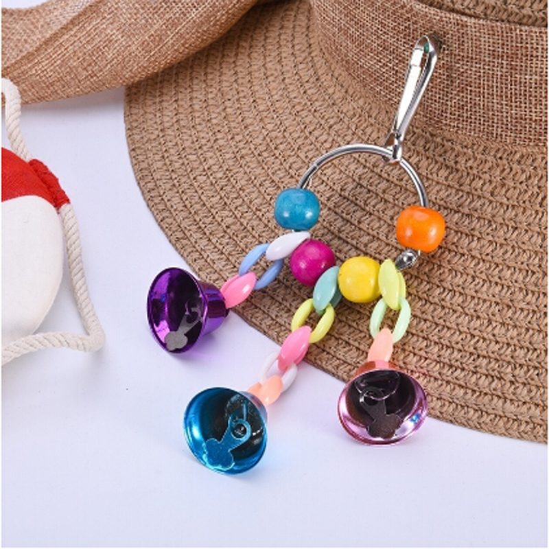Juguetes Para loros, juguete colgante para pájaros con cuentas de colores, cadena de campana, juguete de morder para loro, accesorios para jaulas de pájaros, juguete colgante para pájaros