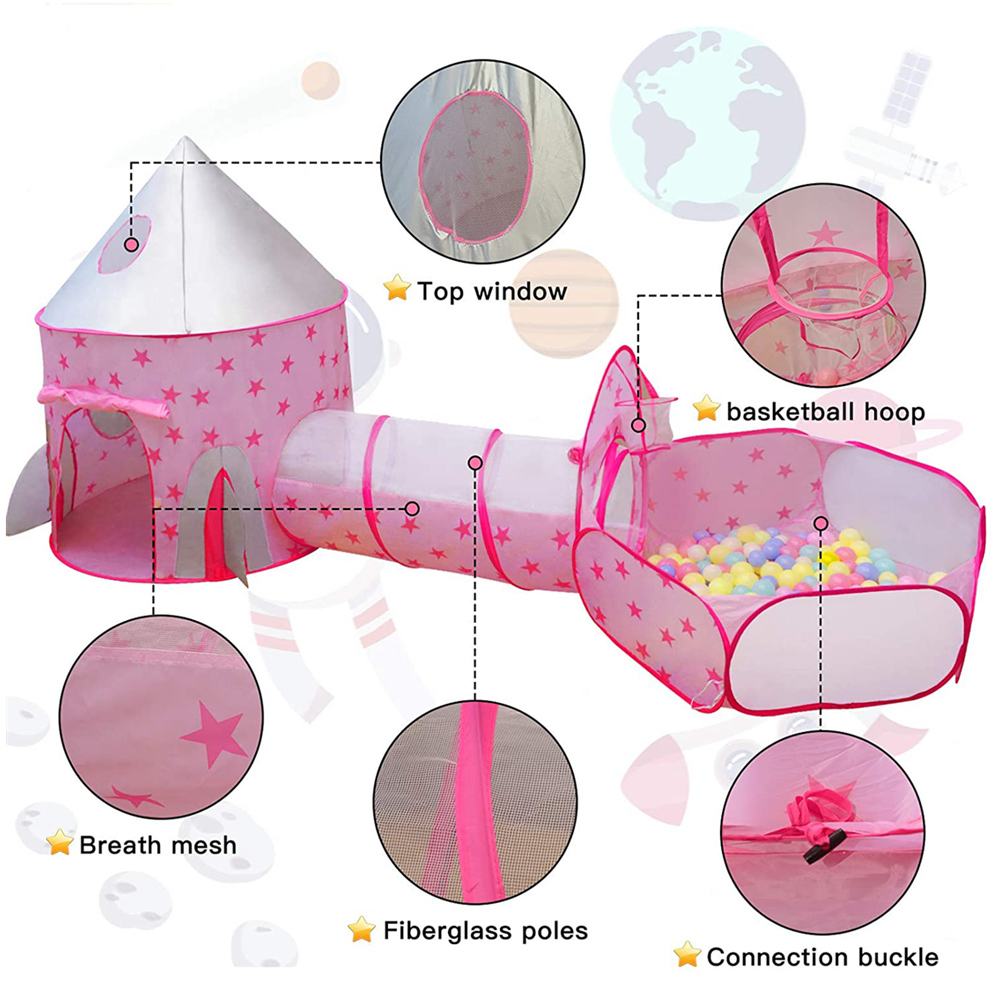 3 in 1 Spielzeug Zelt Spielhaus einstellen Krabbeln Tunnel Spielen Rohr für Jungen Mädchen Baby Kleinkind freundlicher Ball Schwimmbad Basketball felge Kriechen Tunnel