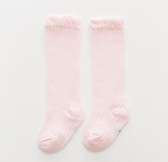 Baby Mug-Proof Sokken Knie Hoge Baby Lange Sokken Buis Dunne Mesh Jongens Meisjes Unisex Ademend Slang Sok: Pink Knee Mesh / 1 to 3year