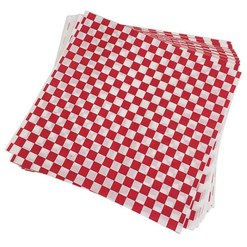 100 pièces damier deli bonbons panier liner papier d&#39;emballage alimentaire, gros répulsif, Sandwich Burger emballage, rouge et blanc: Default Title